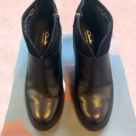 Clanks Black Leather Block Heel Ankle Boots – Size 8.5 - Picture 4 of 5